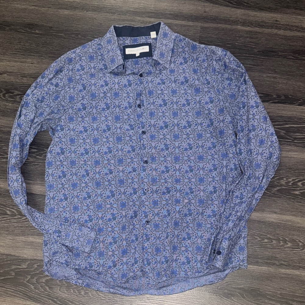 Stylish Blue Patterned Men's Shirt